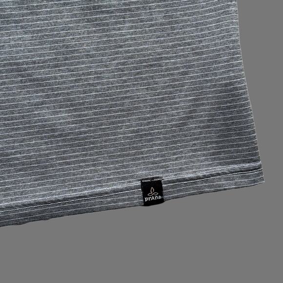 prAna Ganaway Men's SS Tee Gray Striped Performance Size XL GUC - Picture 2 of 9